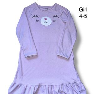 Carter’s Big Girls Cat Cozy Fleece Purple Nightgown Size 4-5 years